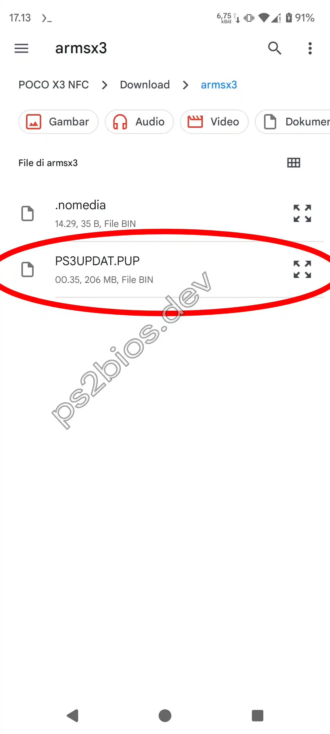 Select the PS3UPDAT.PUP file in the file manager