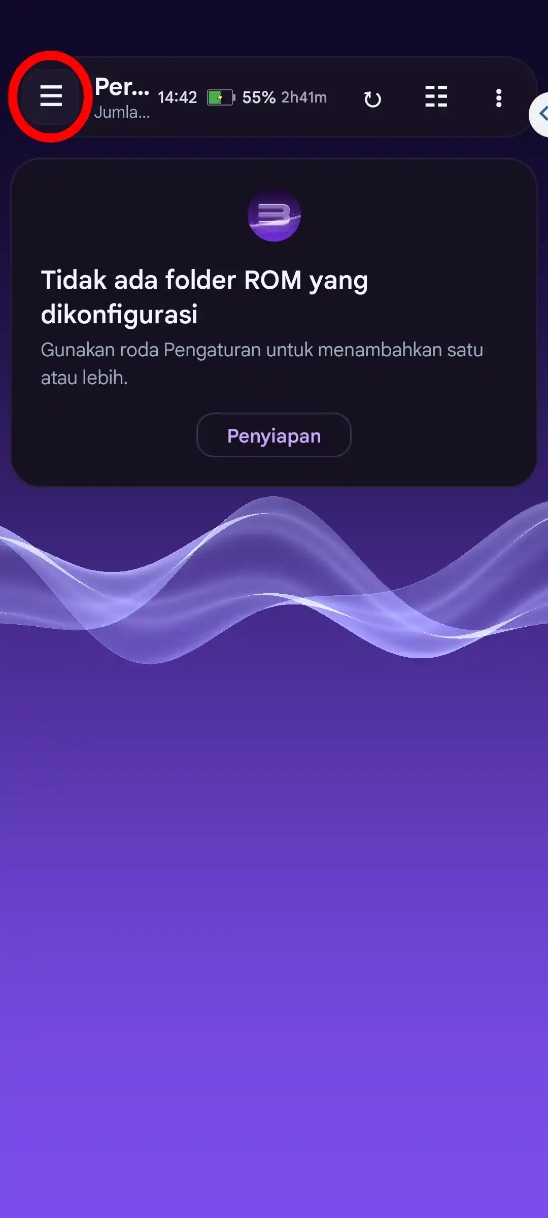 Ketuk ikon menu tiga garis di pojok kiri atas ArmSX3