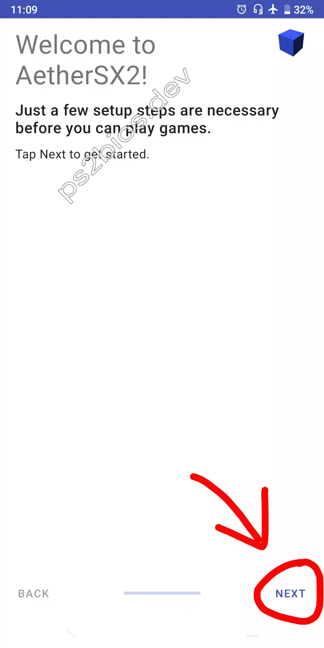 AetherSX2 Welcome Screen